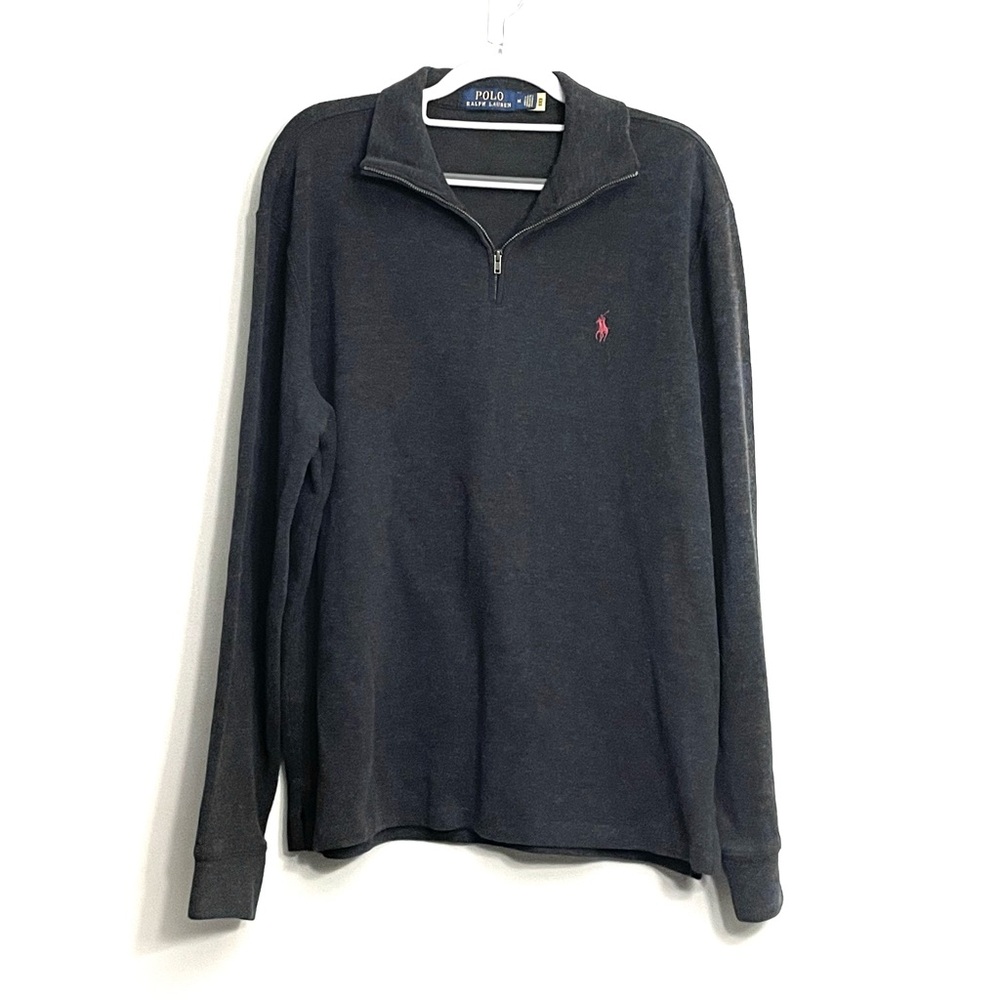 Polo Ralph Lauren Black Gray Knit Long Sleeve Half Zip Pullover Men’s Medium